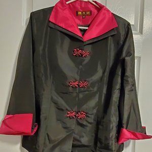 NEW unique black with pink dressy jacket or top!
